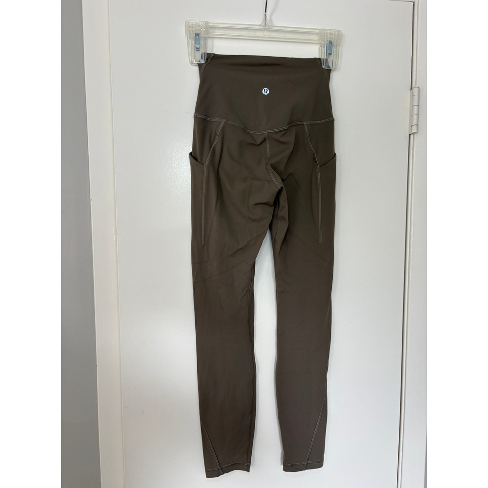 NEW Lululemon Align High Rise Pant Size 2 Tan Brown Pockets 25" LW5DCES Workout